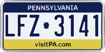 PA license plate LFZ3141
