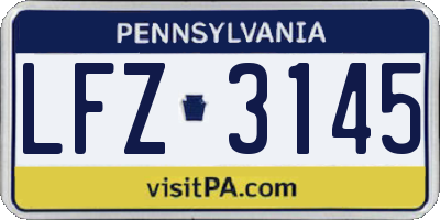 PA license plate LFZ3145