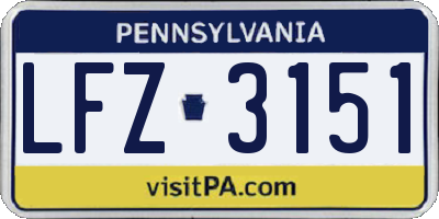 PA license plate LFZ3151