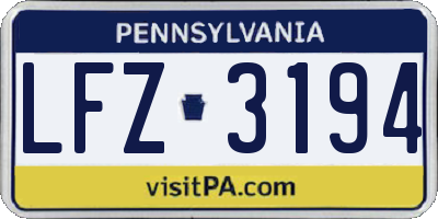 PA license plate LFZ3194