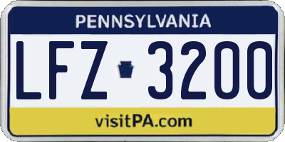 PA license plate LFZ3200