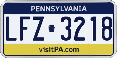 PA license plate LFZ3218