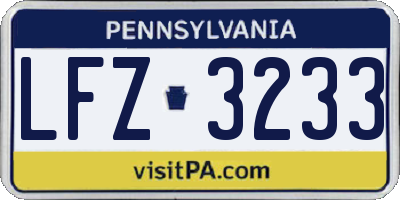 PA license plate LFZ3233
