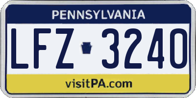 PA license plate LFZ3240