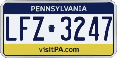 PA license plate LFZ3247
