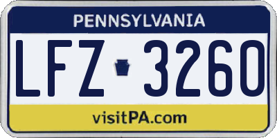 PA license plate LFZ3260