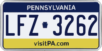 PA license plate LFZ3262
