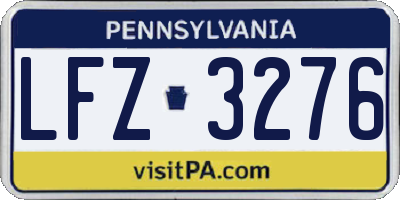 PA license plate LFZ3276