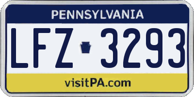 PA license plate LFZ3293