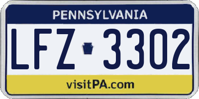 PA license plate LFZ3302
