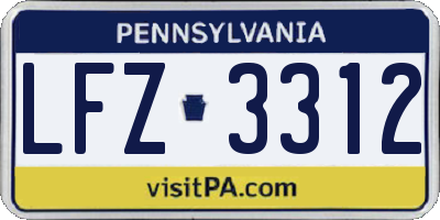 PA license plate LFZ3312