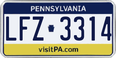 PA license plate LFZ3314
