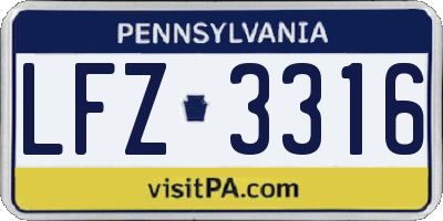 PA license plate LFZ3316