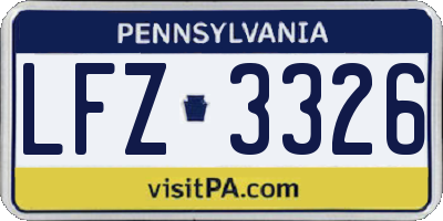 PA license plate LFZ3326