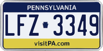 PA license plate LFZ3349