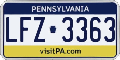 PA license plate LFZ3363