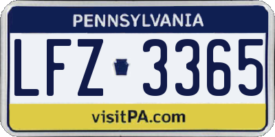 PA license plate LFZ3365