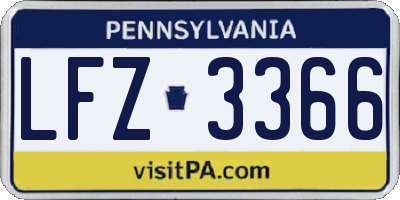 PA license plate LFZ3366