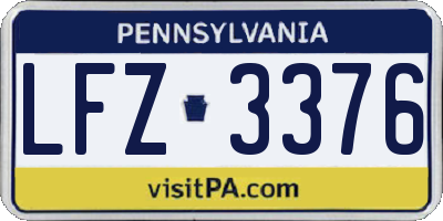 PA license plate LFZ3376