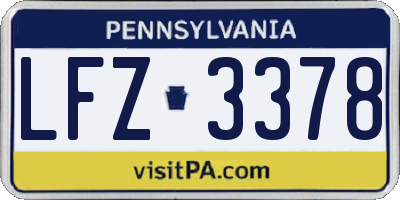 PA license plate LFZ3378