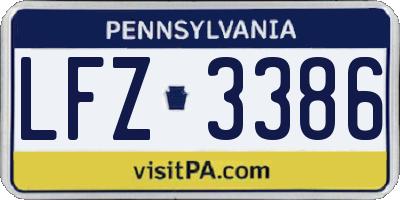 PA license plate LFZ3386