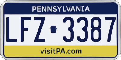 PA license plate LFZ3387