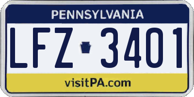 PA license plate LFZ3401