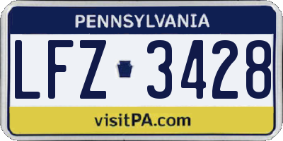 PA license plate LFZ3428