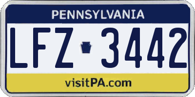 PA license plate LFZ3442
