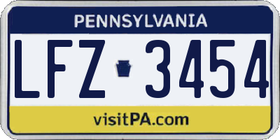PA license plate LFZ3454