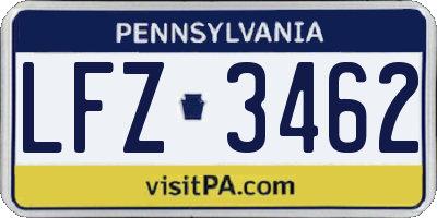 PA license plate LFZ3462