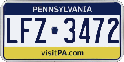PA license plate LFZ3472