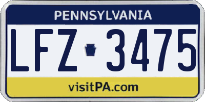 PA license plate LFZ3475