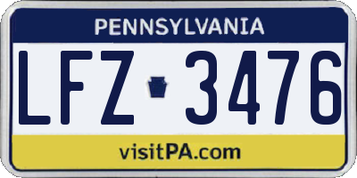 PA license plate LFZ3476