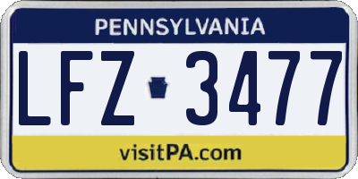 PA license plate LFZ3477