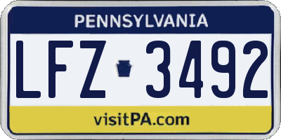 PA license plate LFZ3492