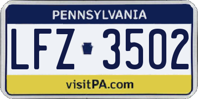 PA license plate LFZ3502