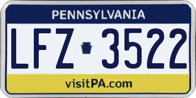 PA license plate LFZ3522