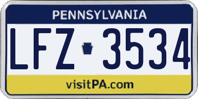 PA license plate LFZ3534