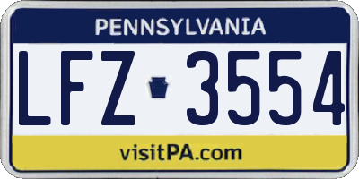 PA license plate LFZ3554