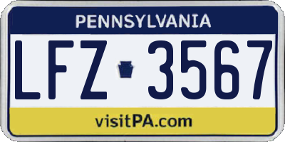 PA license plate LFZ3567