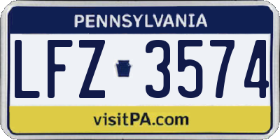 PA license plate LFZ3574