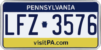 PA license plate LFZ3576