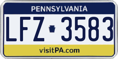 PA license plate LFZ3583