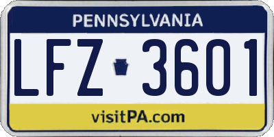 PA license plate LFZ3601