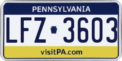 PA license plate LFZ3603