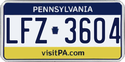 PA license plate LFZ3604