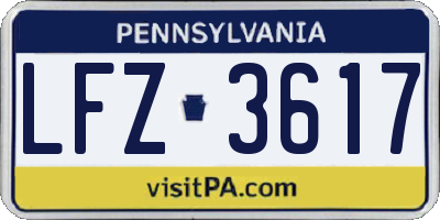 PA license plate LFZ3617