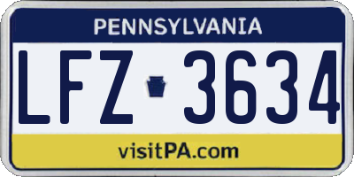 PA license plate LFZ3634