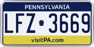 PA license plate LFZ3669